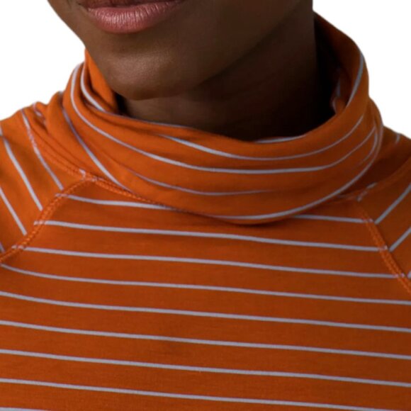 NWT prAna Sol Protect Orange Striped Turtleneck - Size M - Picture 7 of 8